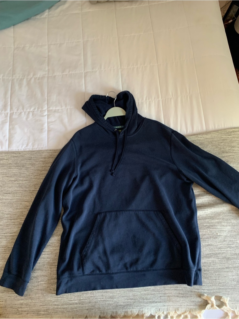 tek gear navy fleece pullover with lime accents